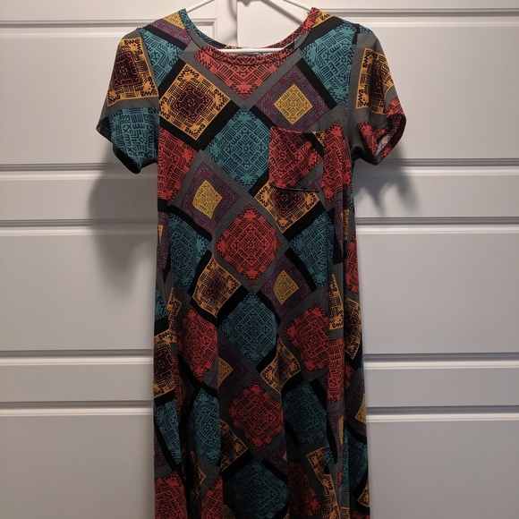 Multi color geometric fall inspired high low dress - Picture 2 of 3